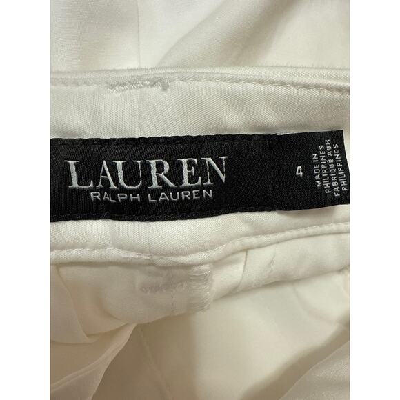 Lauren Ralph Lauren Women's White High Waisted Straight Leg Trousers Pants Sz 4 - Picture 4 of 5